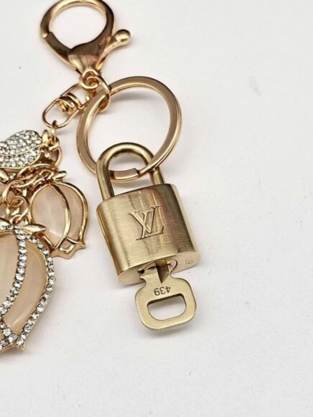 Louis Vuitton Gold Padlock 🔑 Authentic LV Unbranded Flower Keychain Bag Charm
